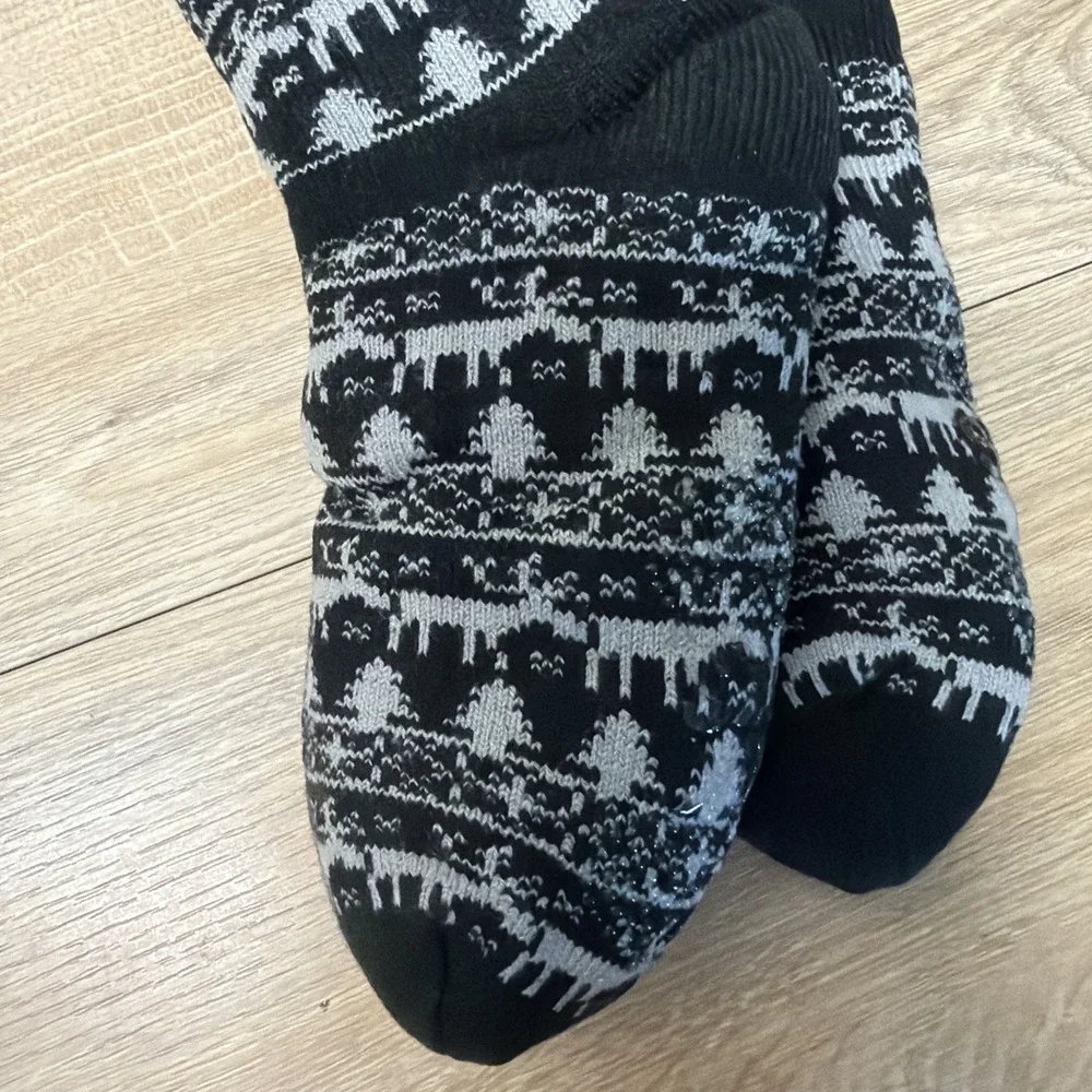 MUK LUKS Womens Cabin Socks Size S/M 6-8 Black Fair Isle Jojoba Infused NWT
